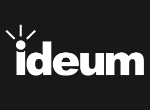 Ideum logo with white text on black background 